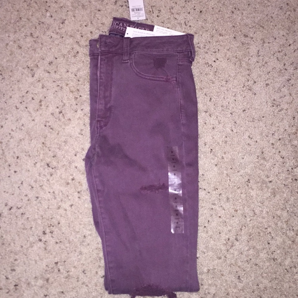AE Purple Ripped High Rise Jeggings
